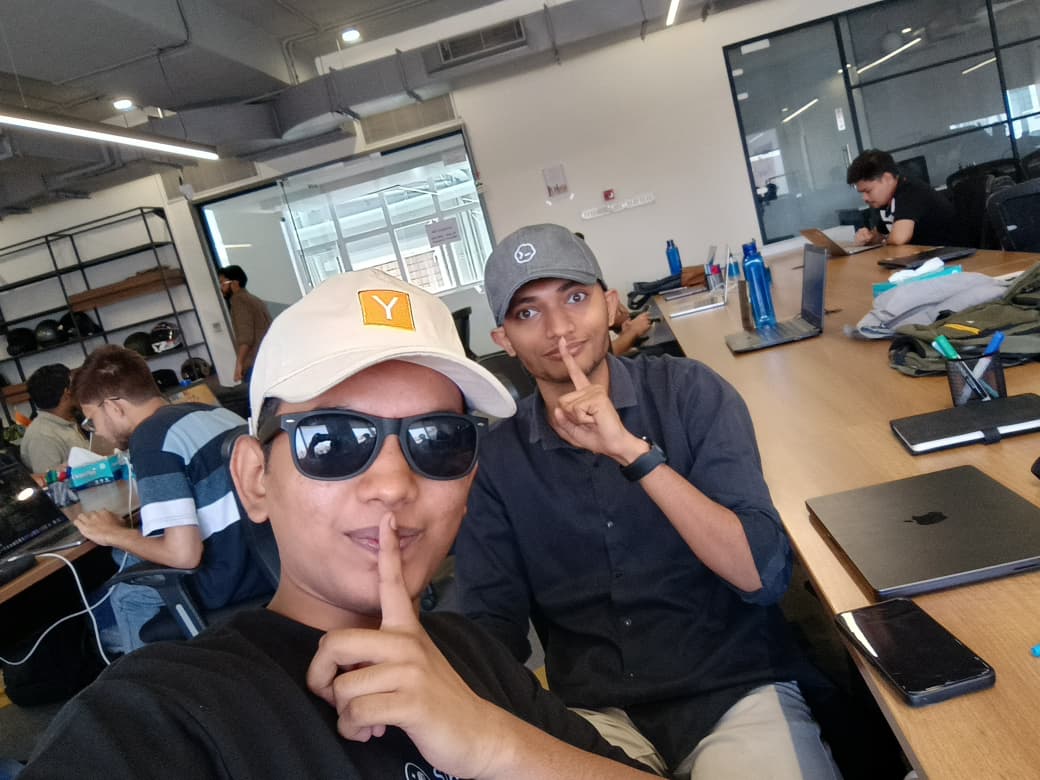Selfie at Anakin.io's mini-hackathon — YC S21 builder session.