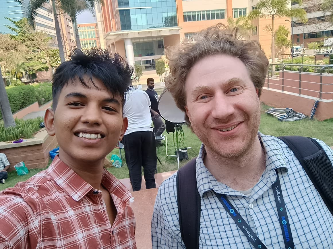 Priyanshu Gupta with Y Combinator partner Jared Friedman.